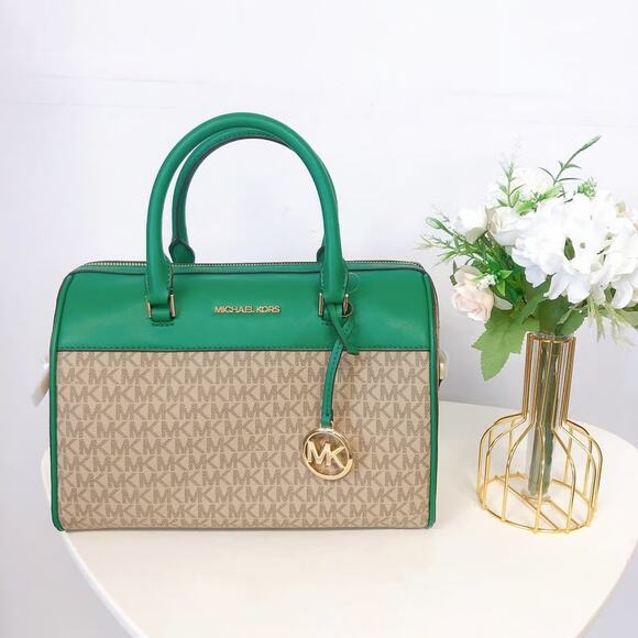 Michael Kors 35S3GTFU2B Jet Set Travel Medium Duffle Bag IN Palmetto Green - Picture 1 of 8